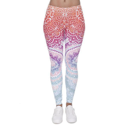 Colorful Print High Waist Leggings - Leggings
