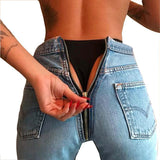 Fashion Back Zipper Jeans - Jeans