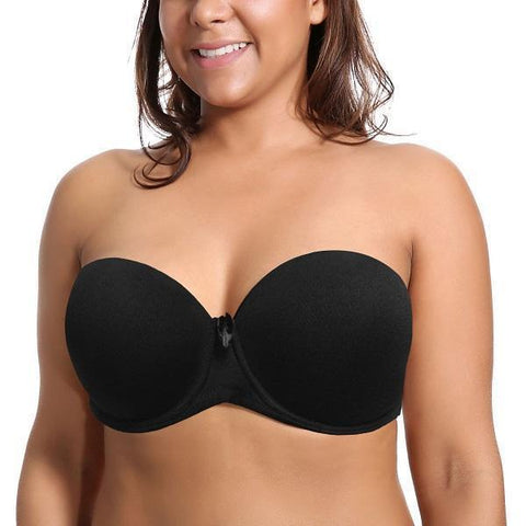 Luxurious Plus Size Strapless Push Up Bra - push up bra