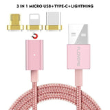 Magnetic Charging Cable - 3 Plugs - USB Cable