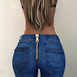 Fashion Back Zipper Jeans - Jeans