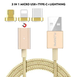 Magnetic Charging Cable - 3 Plugs - USB Cable
